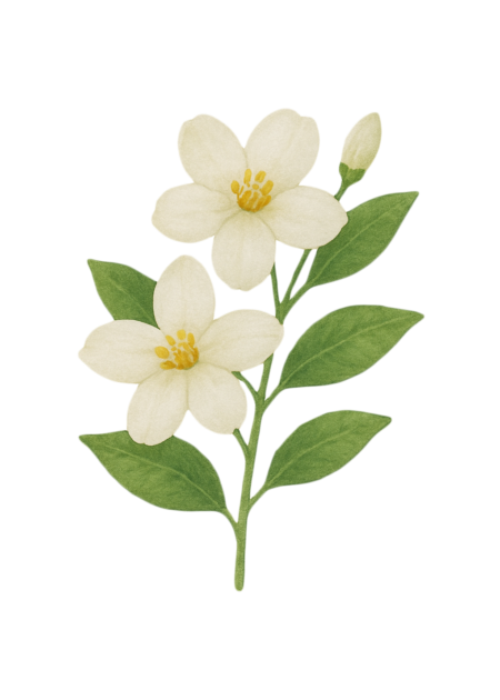 Ilustração de flor de jasmim usada em cosmética natural