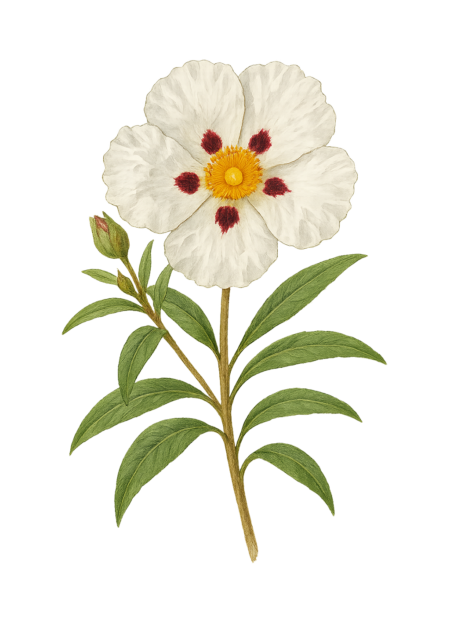 Ilustração da planta esteva usada em cosmética natural